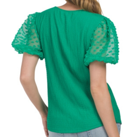 Puff sleeve top Christmas green - Picture 2 of 6